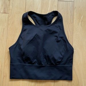 Lululemon Ebb to Train high neck sports bra/crop top. Black, size 6.